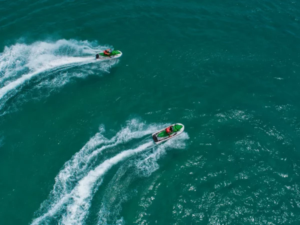 jet ski ride aerial shot vertical